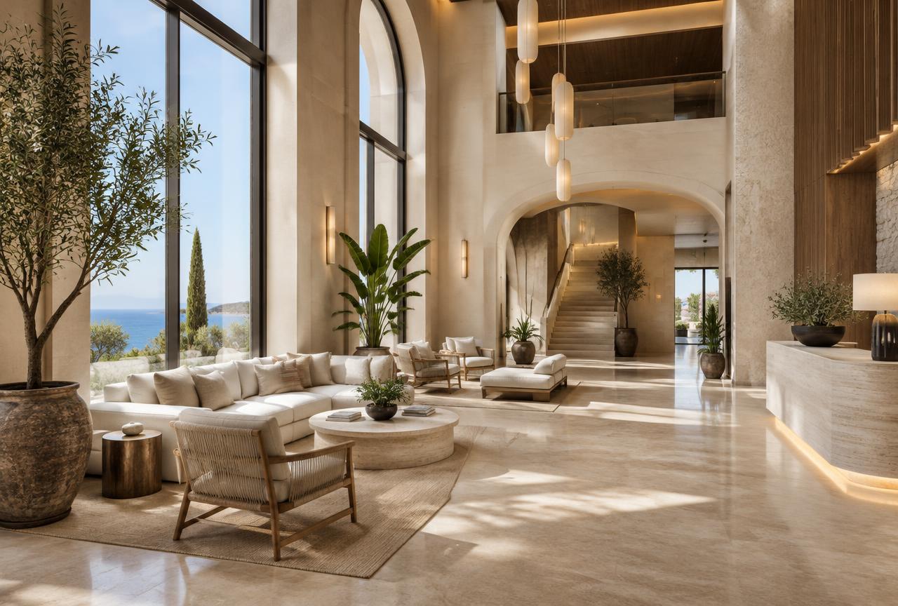 Illustrative hospitality architectural environment